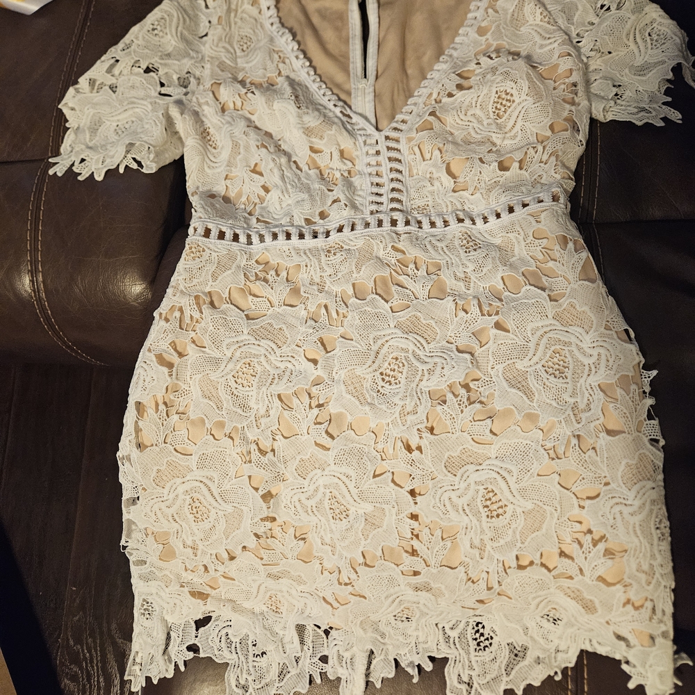 Urban Outfitters Lace Mini Dress in Cream and White